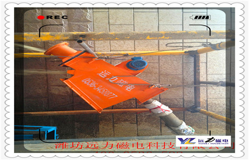 管道式永磁除鐵器，立式管道式永磁除鐵器 _遠力廣東管道式粉料永磁除鐵器12000高斯_可定制工作原理_安裝示意圖  